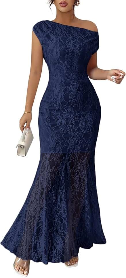 MITILLY Formal Wedding Guest Dress for Women Off Shoulder Evening Gown