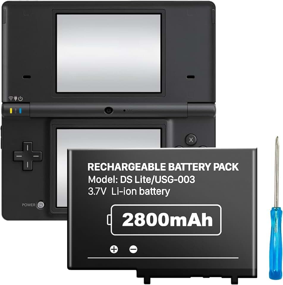 [2800mAh] DS Lite Akku, USG-003 Ersatzakku kompatibel mit Nintendo DS Lite, NDSL Game Player (Nicht für Nintendo DSi, DSi XL, DSi LL)