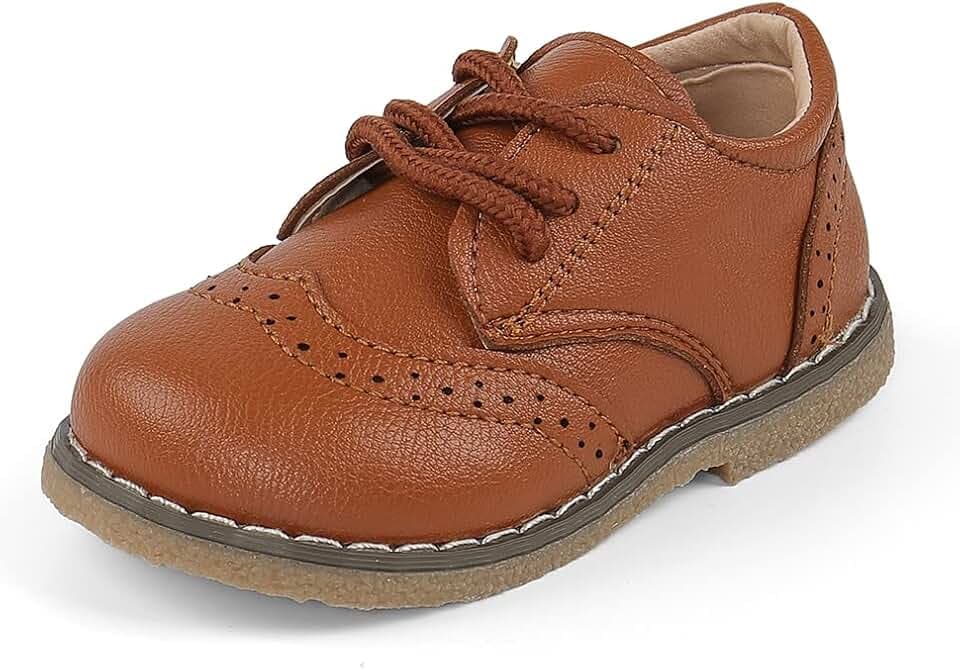 MASOCIO Boys Girls Lace Up Shoes Toddler Little Kids School Shoes Flat Dress Shoes (Toddler/Little Kid)