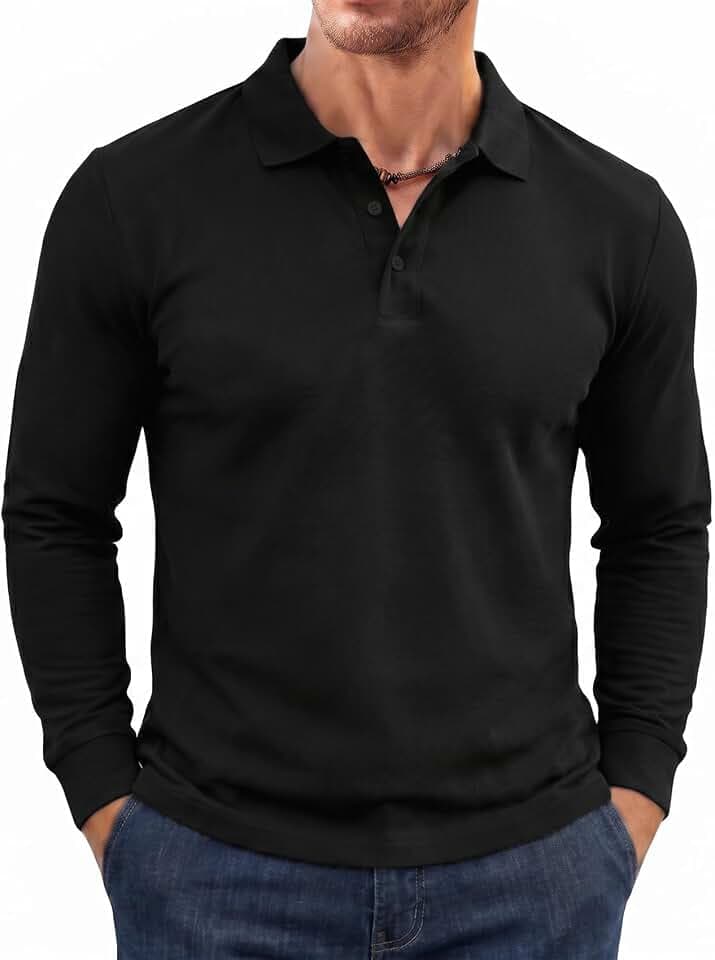 Runcati Herren Poloshirt Langarm Männer Polo Tops Sport Polohemd
