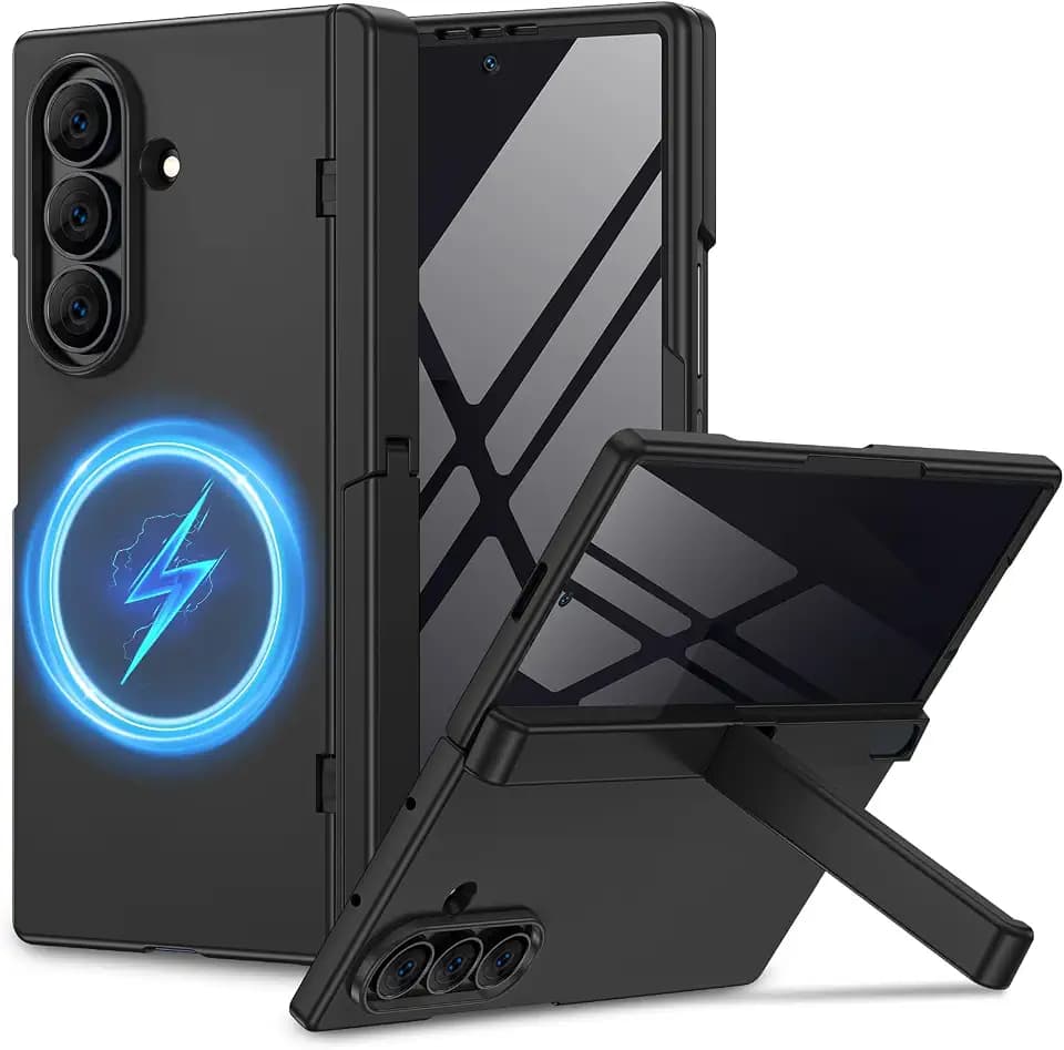 Magnetic for Samsung Galaxy Z Fold 5 Case with Hidden Kickstand Black