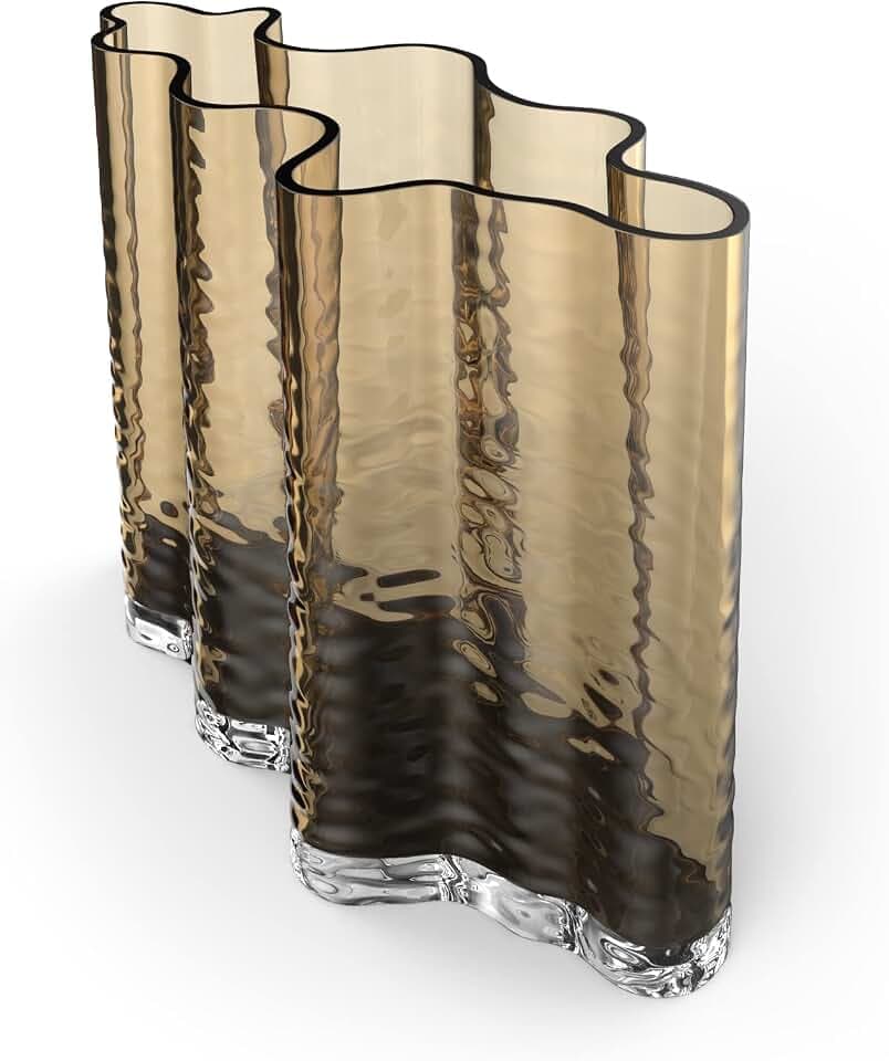 Cooee Design Gry Wide Vase 24cm Cognac, Glasvase, Tulpenvase, Cognac-Farbe