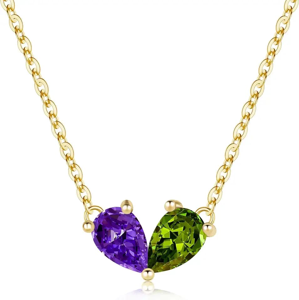 Turandoss Birthday Gifts for Women Teen Girls, Heart Birthstone Necklace