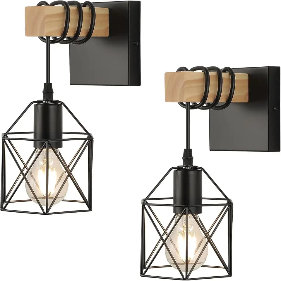 foucasal Wall Sconces Set of Two, Farmhouse Rustic Wall Light Hardwired