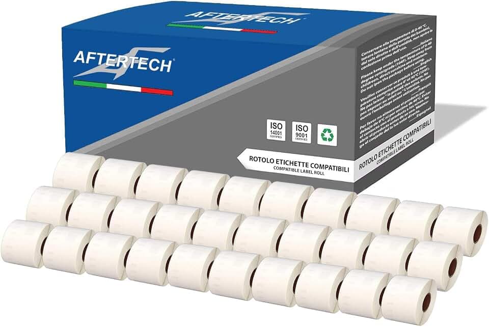 Aftertech 30 x 99014 54 x 101 mm kompatible Klebeetiketten (220 Etiketten/Rolle = 6600 insgesamt) für Dymo LabelWriter Seiko SLP Etikettiermaschinen S0722436 30x99014