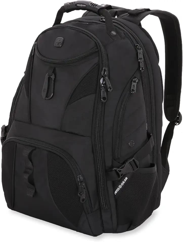 SWISSGEAR 1900 ScanSmart Laptop Backpack, Fits Most 17-Inch Laptops, TSA-Friendly Lay-Flat Design, RFID Protection, and Tablet Pocket, Black, 31L, 18.5-Inch