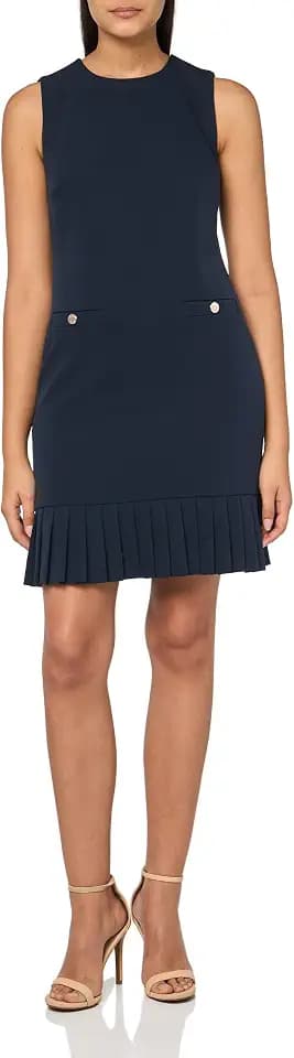 Tommy Hilfiger Women's Round Neck Salon Stretch Pockets Shift Dress