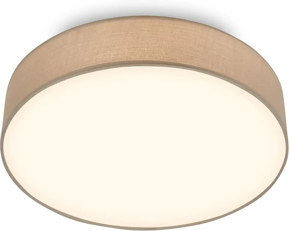 BRILONER - LED Deckenlampe mit Stoffschirm, Warmweißes Licht, 38cm, Taupe