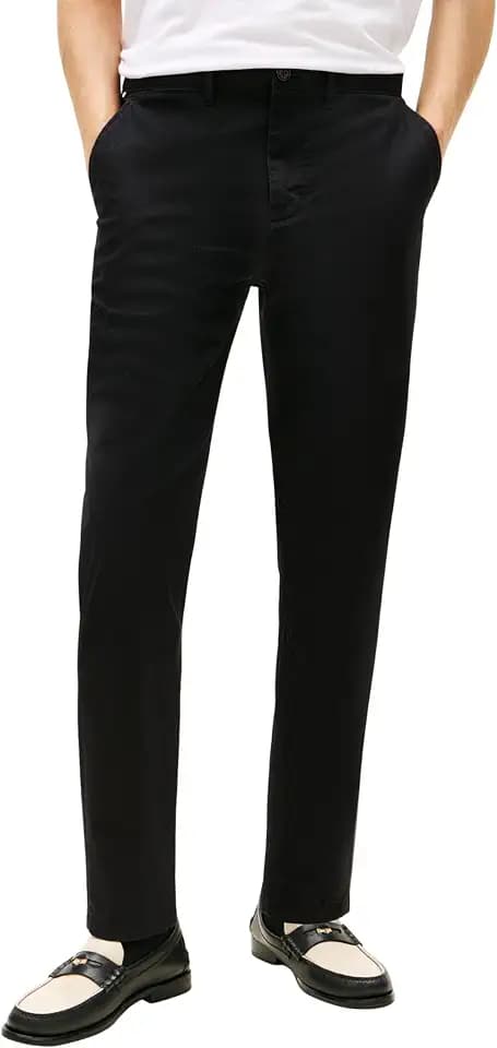 Tommy Hilfiger Herren Chino Hose Core Harlem Essential Twill Relaxed Fit, Schwarz (Black), 40W/30L