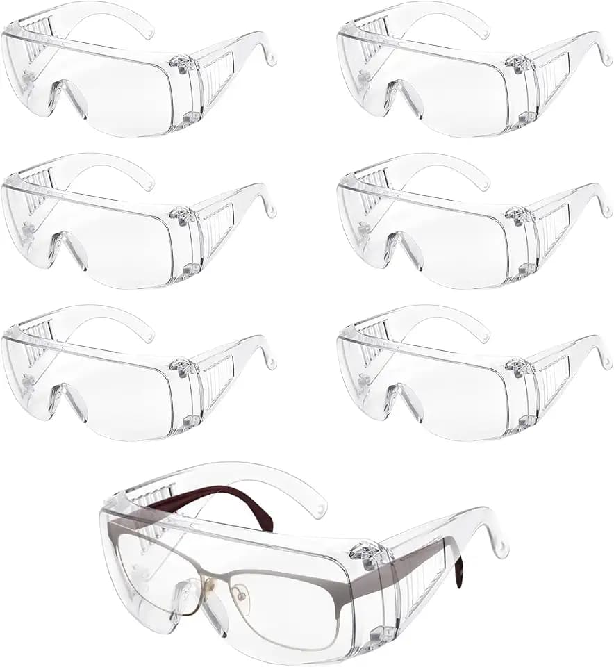 Kigniote Schutzbrille Arbeitsschutzbrille,6 Stück Sicherheitsbrille Transparent Schutzbrille für Brillenträger Labor Schutzbrille Chemie Schutzbrille für Kinder Herren Damen