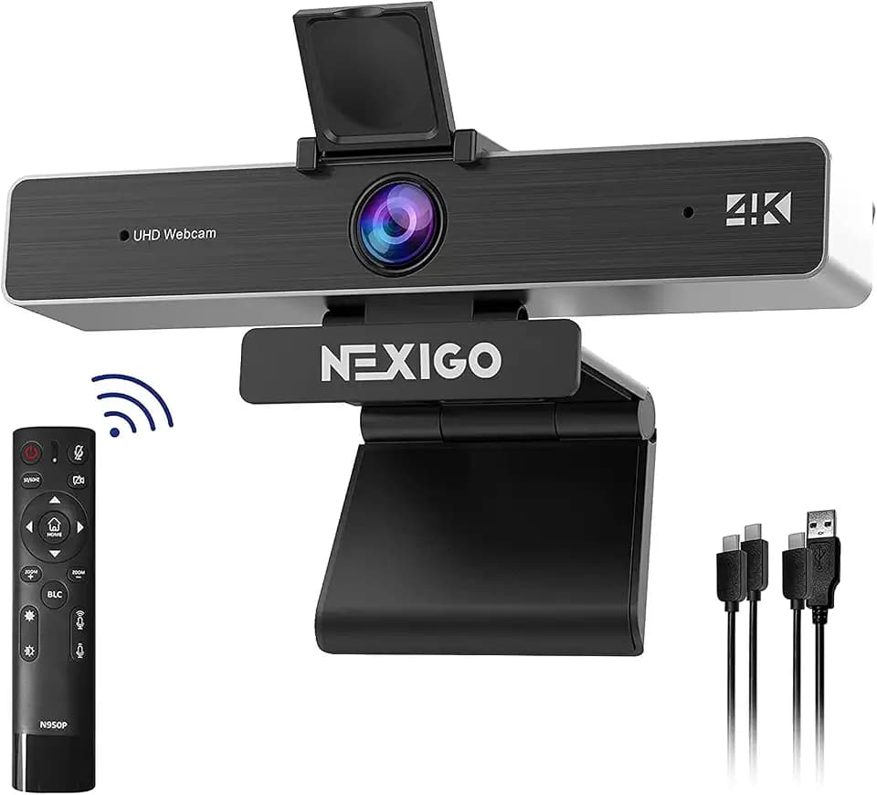 Zoom Certified, NexiGo N950P 4K Zoomable Webcam with Remote Control, Sony_Starvis Sensor, 5X Digital Zoom, Pro Web Camera with Dual Stereo Mics, for Zoom Skype Teams Twitch