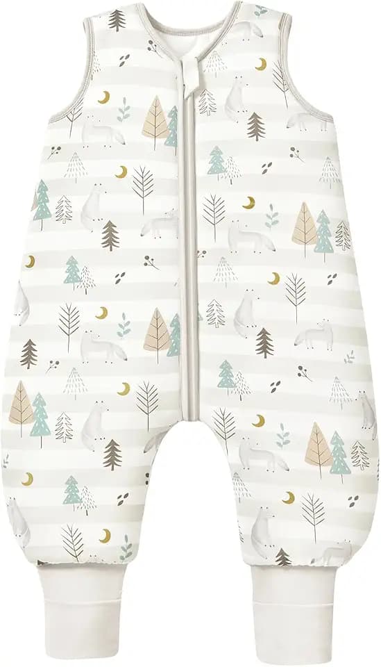 Baby Schlafsack mit Füßen 2,5 Tog Super weich aus Bambusrayon hergestellt,Kinder Schlafsack aus Bambusfaser für den Winter Schlafdecke für Herbst und Winter(Grau,S)
