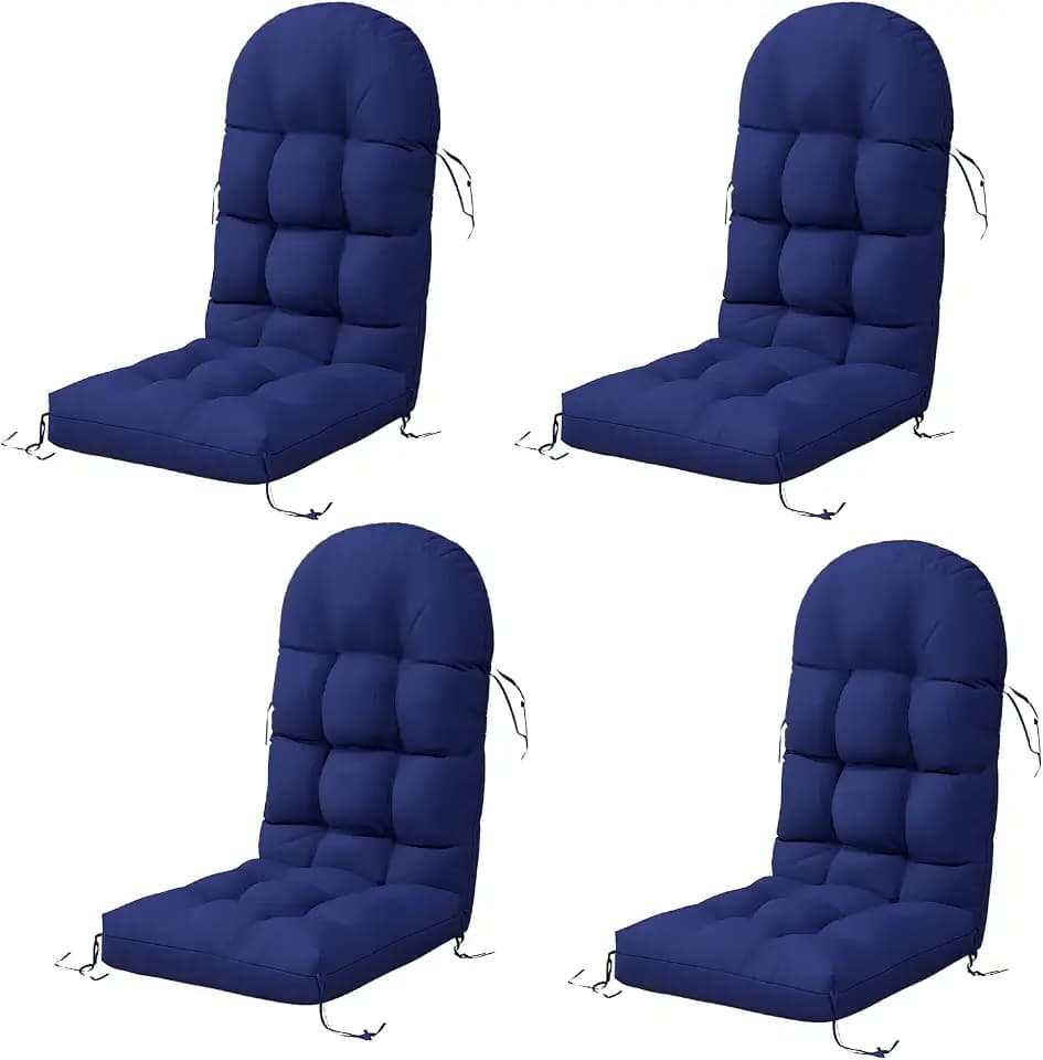 Sannwsg Adirondack Chair Cushion Set of 4, Rocking Chair Cushions, High Back Patio Cushions, Thickened Weather Resistant Patio Cushion with 6 Ties, Non Slip Fade & Waterproof