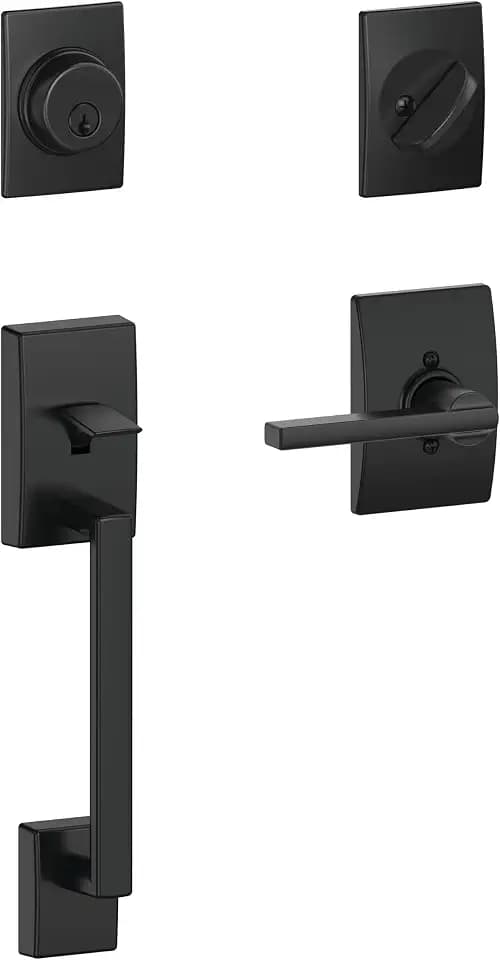 SCHLAGE Century Front Door Entry Handleset, Latitude Lever, Matte Black