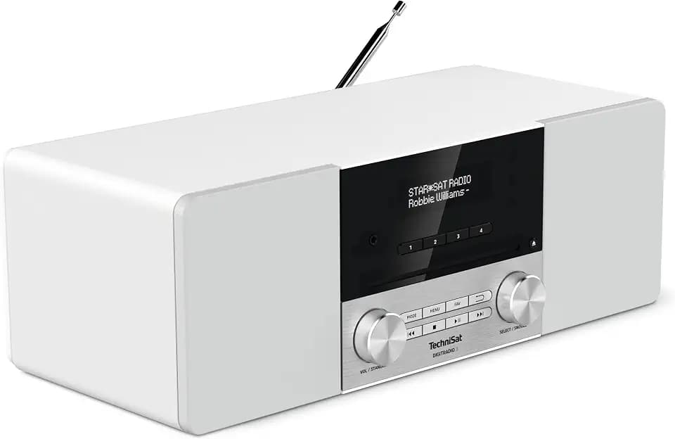 TechniSat DIGITRADIO 3 - Stereo DAB Radio Kompaktanlage (DAB+, UKW, CD-Player, Bluetooth, USB, Kopfhöreranschluss, AUX-Eingang, Radiowecker, OLED Display, 20 Watt RMS) weiß