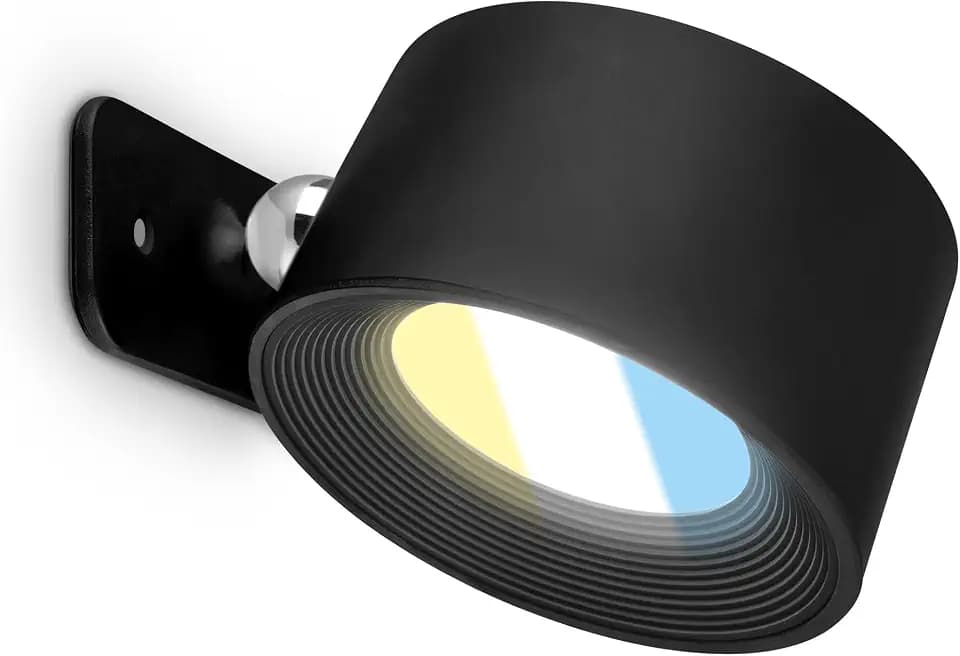 BRILONER - Wandleuchte ohne Stromanschluss mit Akku, magnetisch abnehmbar, 360 Grad drehbar, dimmbar, CCT, Wandleuchte Innen, Wandlampe, Bettlampe, Lampe Bett, Leselampe, 8,7x7,5x4,8cm, Schwarz