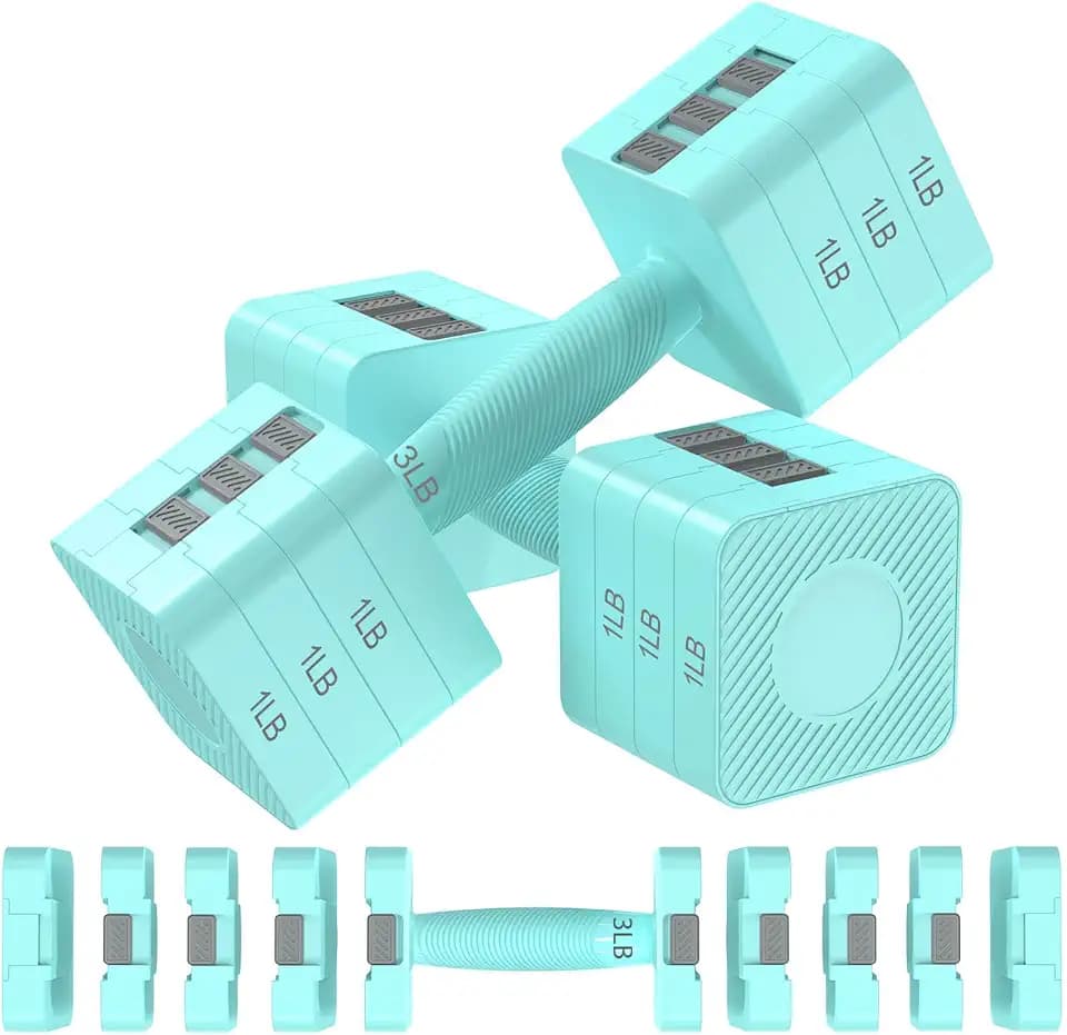 Tepemccu 5-in-1 Verstellbare Hanteln Set, 1,4–5kg Hanteln Frauen mit rutschfestem Griff und Sicherheitsverschluss, Kurzhanteln 2er Set für Frauen und Männer - Heimstudio-Set für Krafttraining