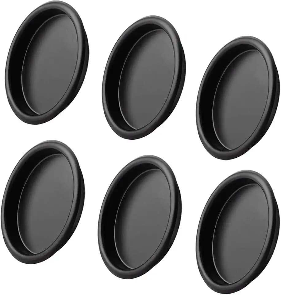 6 Pack Closet Door Finger Pull Black - 2-1/8” Round Sliding Finger Door Pull, Easy Snap-in Installation