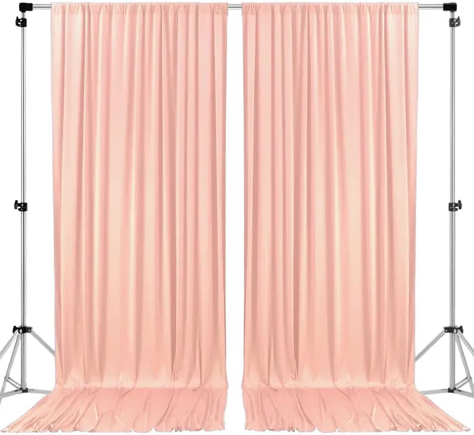 AK TRADING CO. 10 feet x 8 feet IFR Polyester Backdrop Drapes Curtains Panels with Rod Pockets - Wedding Ceremony Party Home Window Decorations - Peach