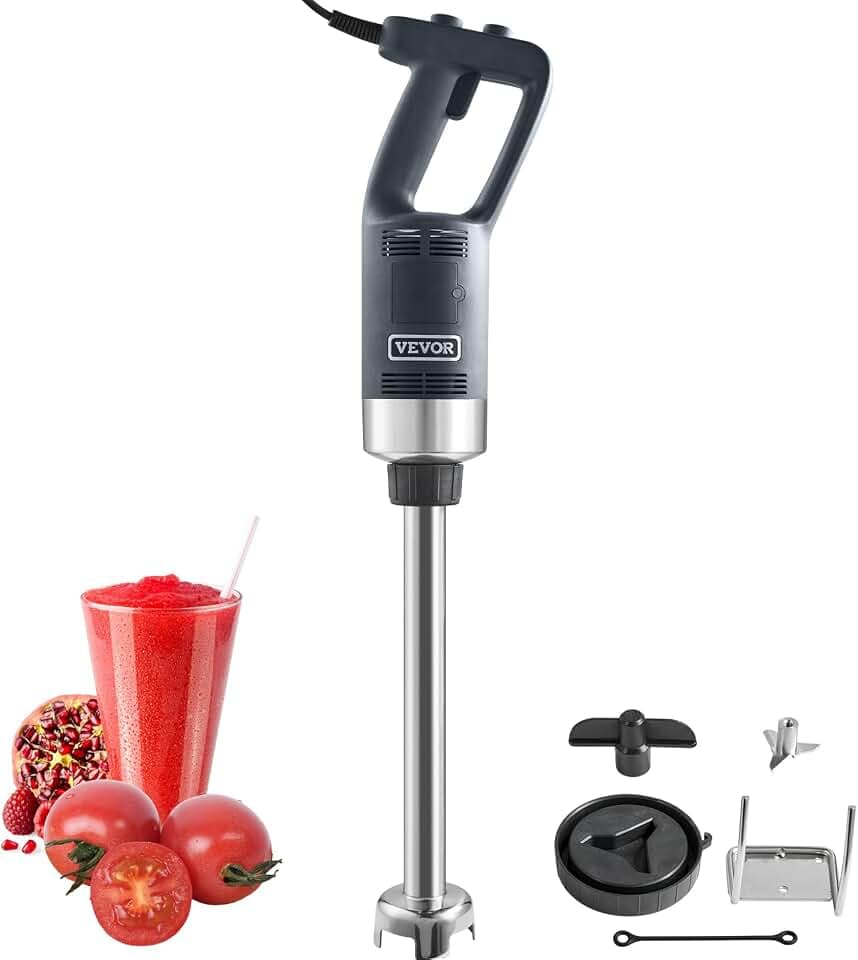 VEVOR Pürriermixer Elektrische Stabmixer 750 W, Hochleistungs-Pürierstab Einstellbare Drehzahlen, Edelstahl Mehrzweck Stabmixer 755 mm Abnehmbarer Rührstab, inkl. Wandhaken & Ersatzklingenkopf