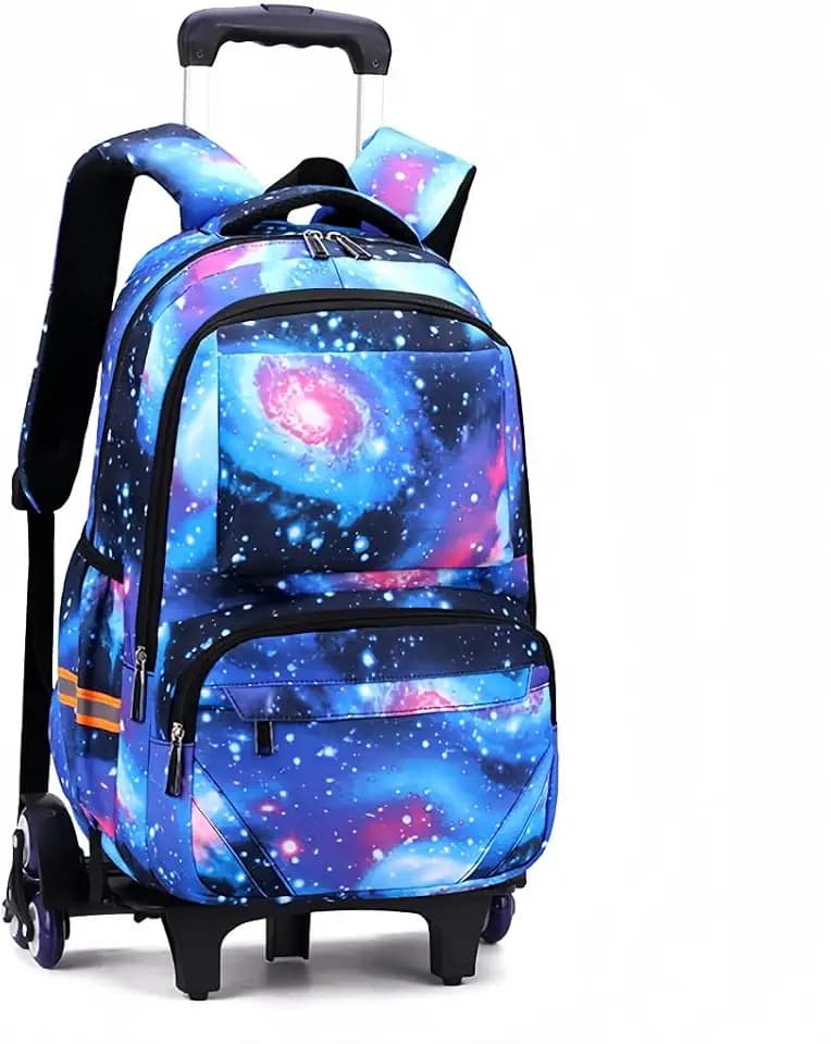 Trolley Rucksack Schulranzen mit Rollen Wasserdicht Trolley Koffer Mädchen Jungen Kindergepäck mit Rollen (Himmelblau)