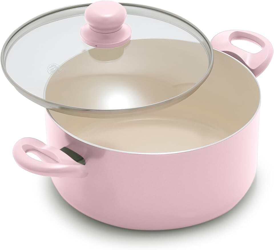 GreenLife 5QT Ceramic Nonstick Stockpot with Lid, Blush Pink
