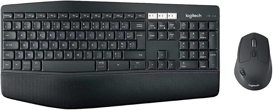 Logitech MK850 Performance Kabelloses Tastatur-Maus-Set | Bluetooth & 2.4 GHz via USB, 24-36 Monate Akku, Handballenauflage, Französisches AZERTY-Layout - Schwarz