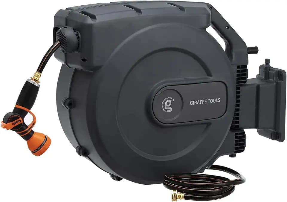 Giraffe Tools Retractable Garden Hose Reel 1/2"155FT Auto Rewind