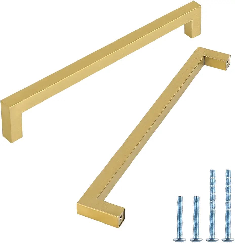 LONTAN 10 Stück Griffe Gold 320mm lochabstand Schrankgriffe Möbelgriffe für Küchenschränke Küchengriffe Schubladengriffe Messing