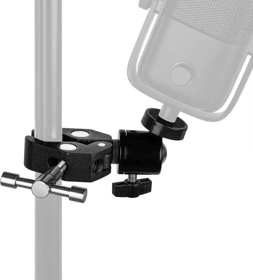 Geekria for Creators Krabbenklemme mit Kugelkopfhalterung für Mikrofon, Mikrofonständer & Schreibtischhalterung, kompatibel mit Gopro, DSLR, Smartphone, Action-Kameras (schwarz)