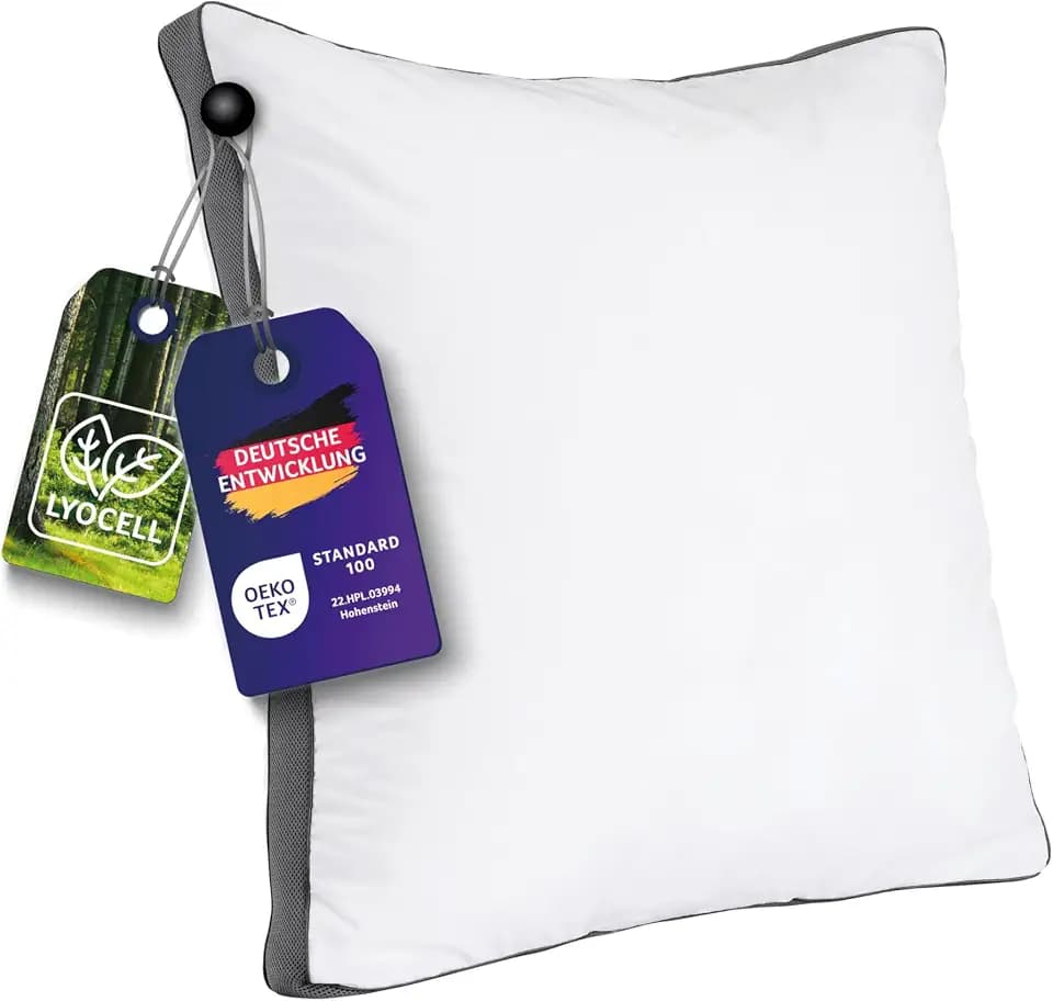 Traumnacht SleepGuard Kopfkissen mit hochwertiger SoftTouch-Füllung, besonderem Lyocell/Baumwoll Bezug, 80 x 80 cm, 2er Set, Öko-Tex Zertifiziert, entwickelt in Deutschland