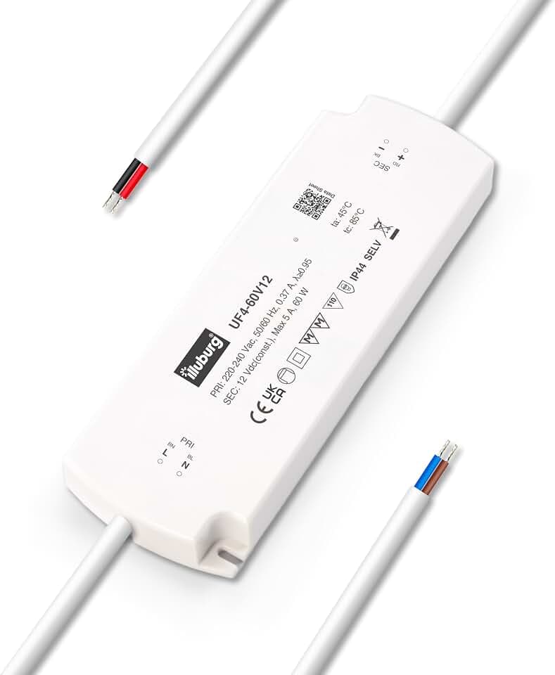 LED Trafo 12V 60W Wasserdicht IP44 Flach Flackerfrei für LED Strip Lampe LED Netzteil Treiber Power Supply