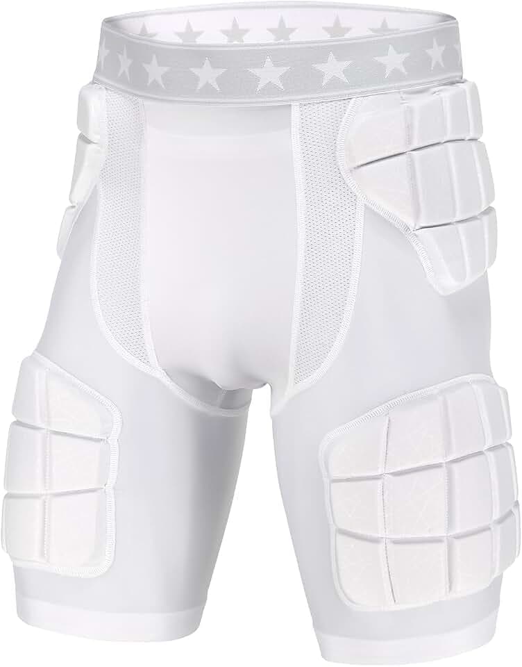 Surlim Football Girdle for Men, 5-Pad Compression Shorts with 12mm Padding