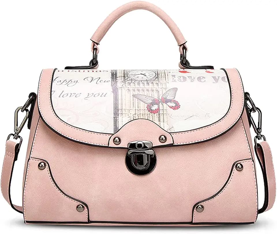 NICOLE&DORIS Elegant Stilvoll Damen Handtaschen Tote Umhängetasche Schultertaschen Henkeltaschen Tasche Crossbody Bag Multifunktion Wasserdicht Dauerhaft PU Rosa