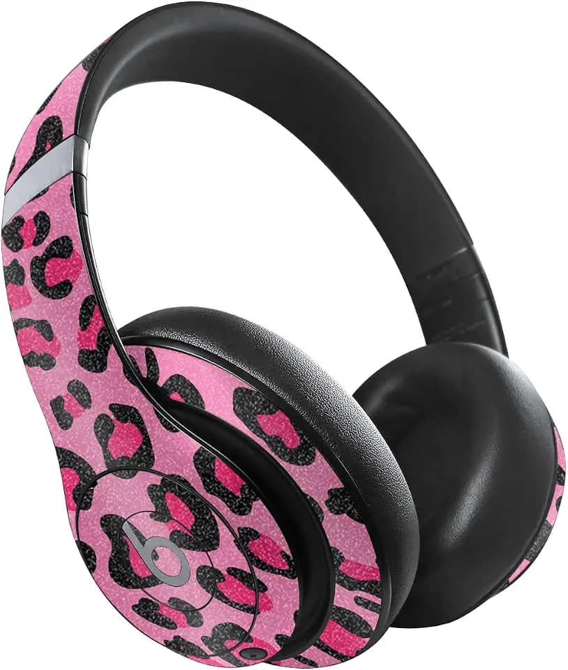 MightySkins Glossy Glitter Skin Compatible with Beats Studio Pro - Pink Leopard | Protective, Durable High-Gloss Glitter Finish | Easy to Apply