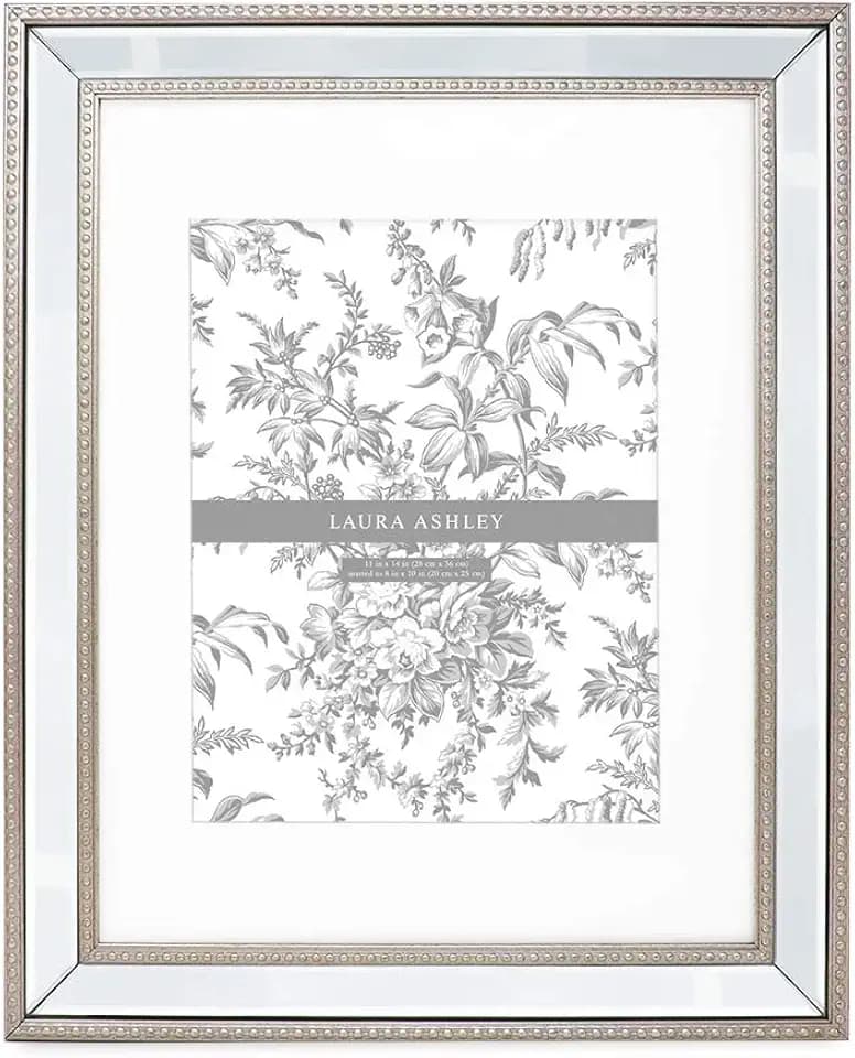 Laura Ashley 11x14 (Matted 8x10) Champagne Mirror Bead Picture Frame