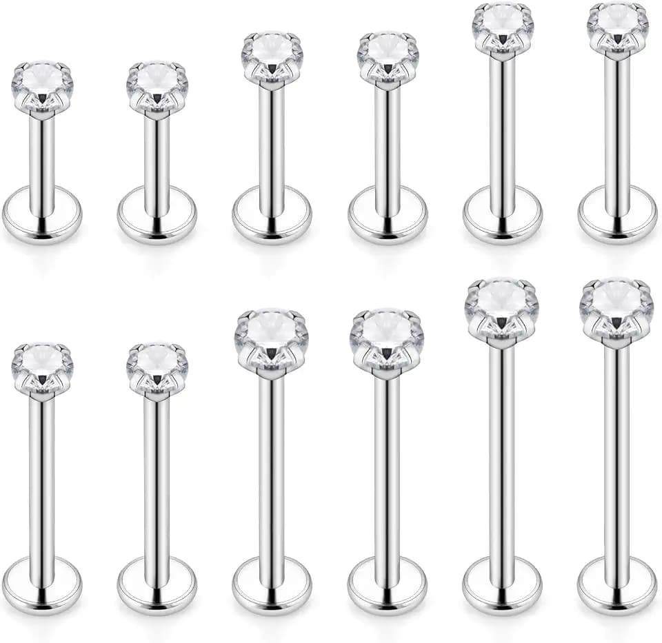 Ashley Internally Threaded Labret & Conch Piercing Jewelry - Medusa & Monroe Lip Cheek Rings - 16g Surgical Steel