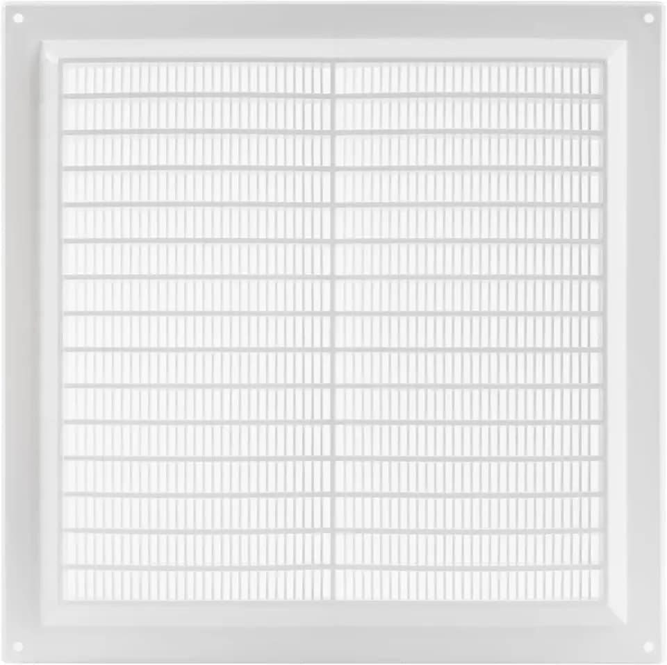 10" x 10" Inch (Outer) White Vent Cover - Plastic Ventilation Grille with Protective Mesh. HVAC. Return Air Vent Cover. / Wall, Ceiling, Shed Vent/Air Supply, Exhaust Ventilation Grill