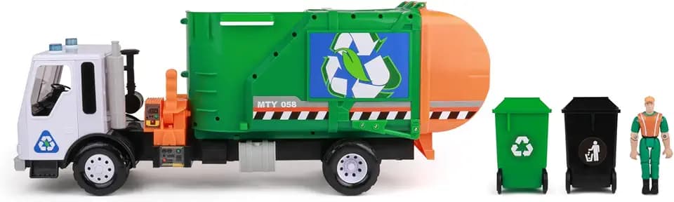 Mighty Fleet Titans 25" Huge Toy Semi w/Flatbed & Rescue Helicopter, Realistic Sounds & Lights, Batteries Included