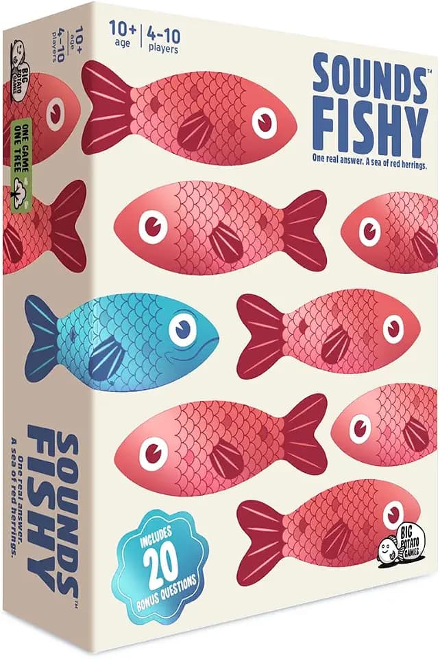Sounds Fishy: Funny Bluffing Trivia Board Game for Families, 4-10 Players