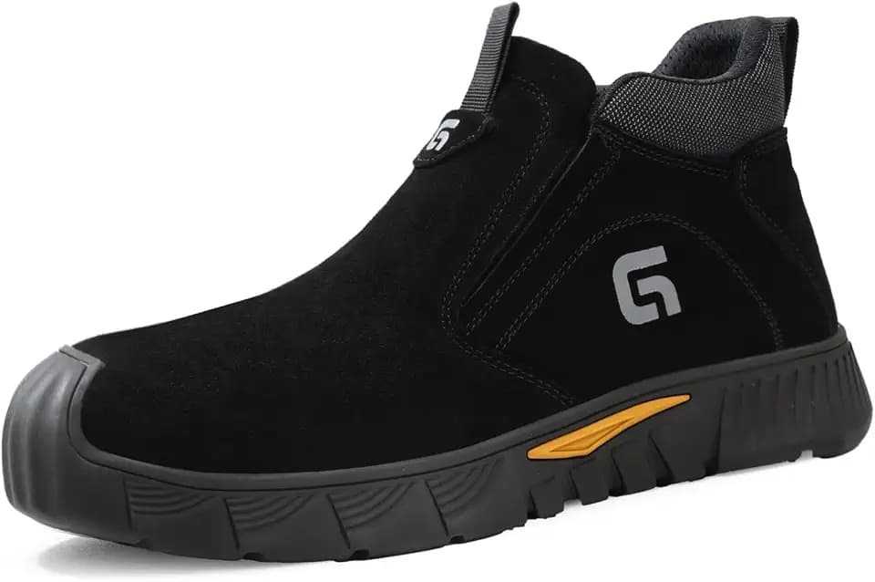GLANOUDUN Steel Toe Shoes for Men Welding Work - Slip-On, Mid-Top Coverage