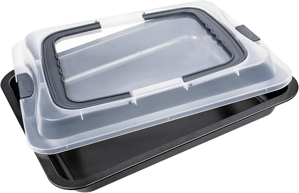 webake Kuchenblech mit Deckel Backblech Kuchen Transportbox Rechteckig
