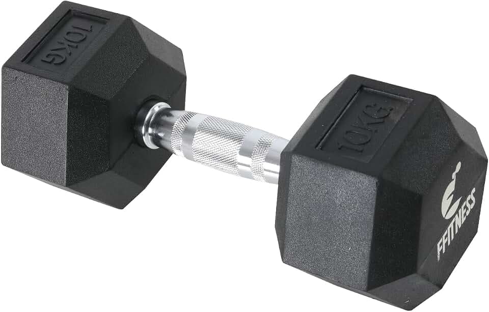 Sechskanthantel, Gewicht 10 kg, für Fitnessstudio, Fitness, Training, Sechskanthantel, Cross Fit, Functional Fitness, Schwarz