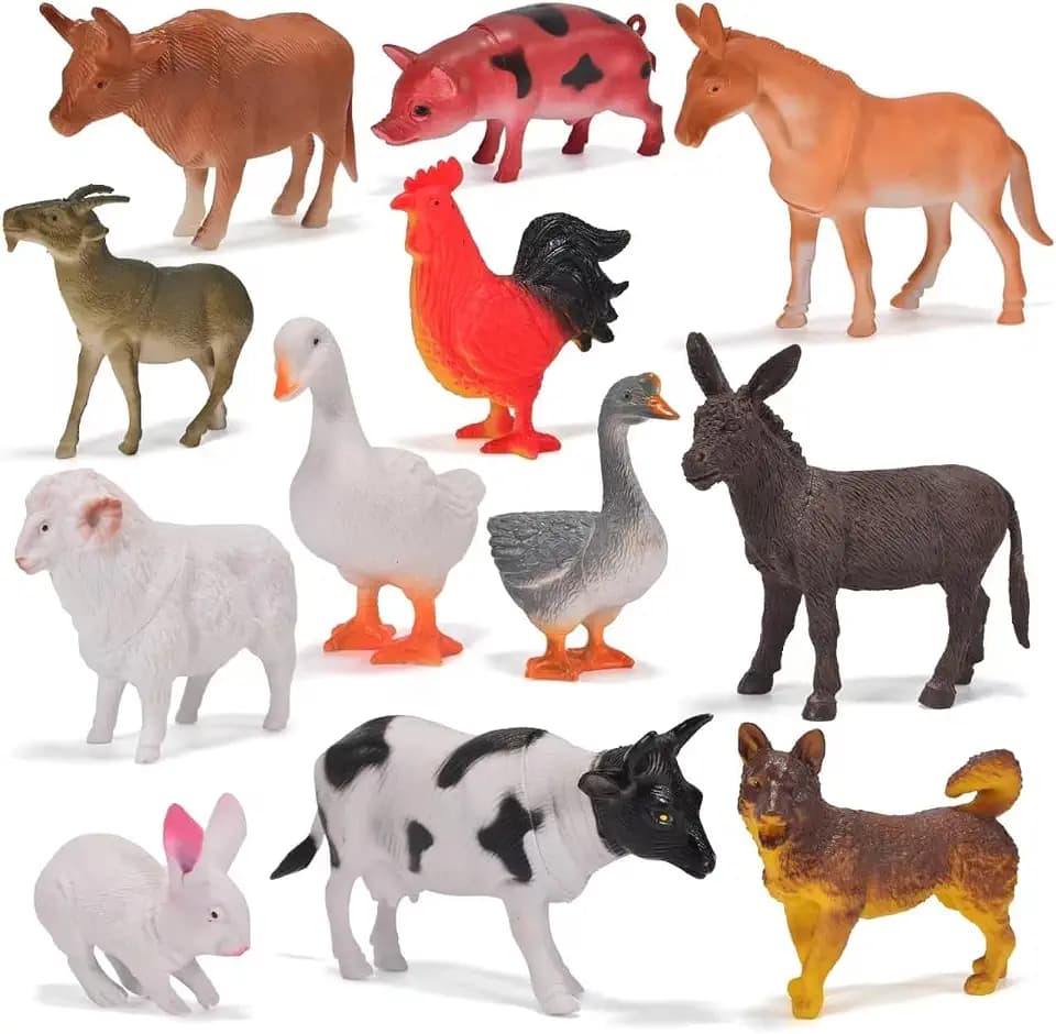 12 Pack Large Farm Animals Toys for Kids 3-5 Year Old Toddlers 1-3 Educational Realistic Plastic Farm Animal Figures 4-6 Inch for Boys Girls, Birthday, Classroom Learning