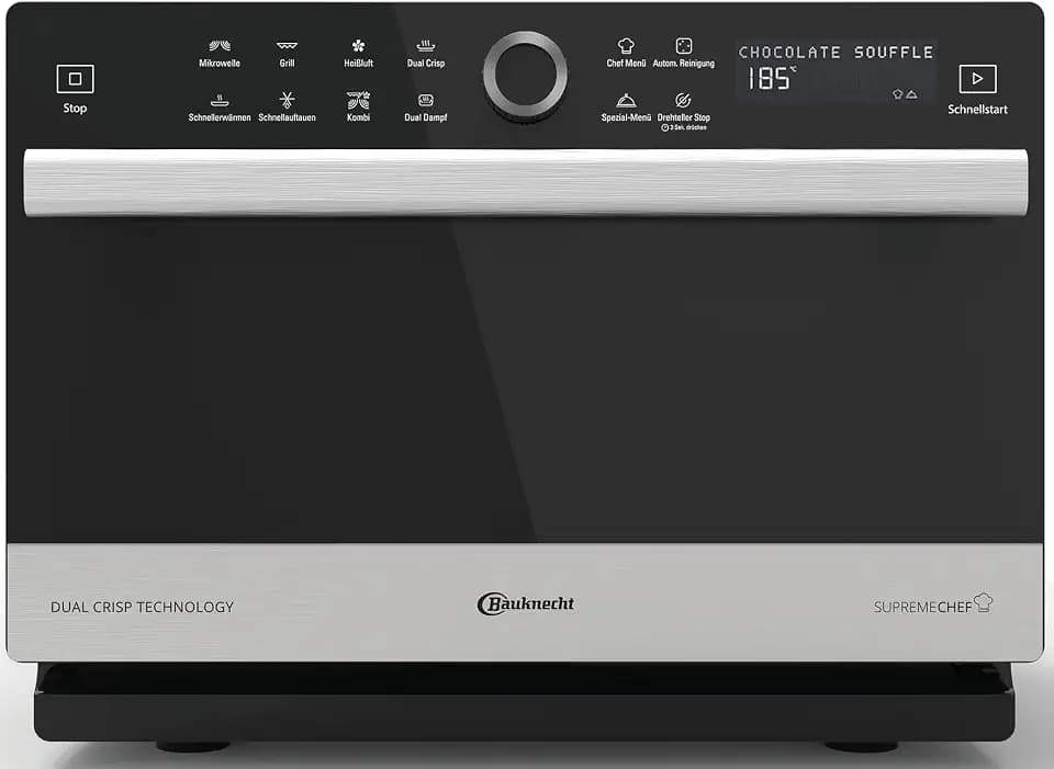 Bauknecht Supreme Chef MW 3391 SX/ 5 in 1-Multifunktionsmikrowelle/ 1000 W/ 33 L/ Heißluft 1700 W/ XXL Grill 1200 W/ Crisp Funktionen/ Dampfgaren inkl. Dampfgarbehälter