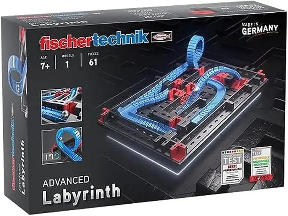 fischertechnik 569016 Advanced Labyrinth / Baukasten für Kinder ab 7 Jahre, Konstruktionsspielzeug, Kugelspiel mit Balance Ball, Schwarz