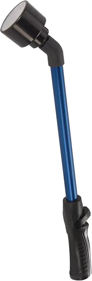 Dramm Rain Wand with One Touch Thumb Valve – Gentle Full Flow Shower Head Watering Wand for Garden Hose, Aluminum Construction – 16 Inch – Blue