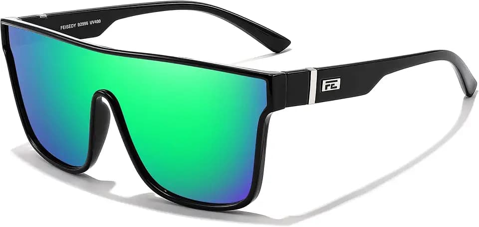 FEISEDY Sunglasses for Women Men, Fashion Mirrored Single Lens Shades