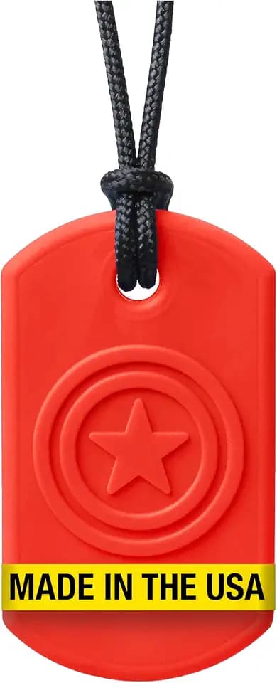 ARK Super Star, Chew Necklaces for Sensory Kids and Adults, Oral Fidget for Autism, ADHD, SPD, Anxiety, Medical-Grade Sensory Chew Necklace, Standard, Softest, Red