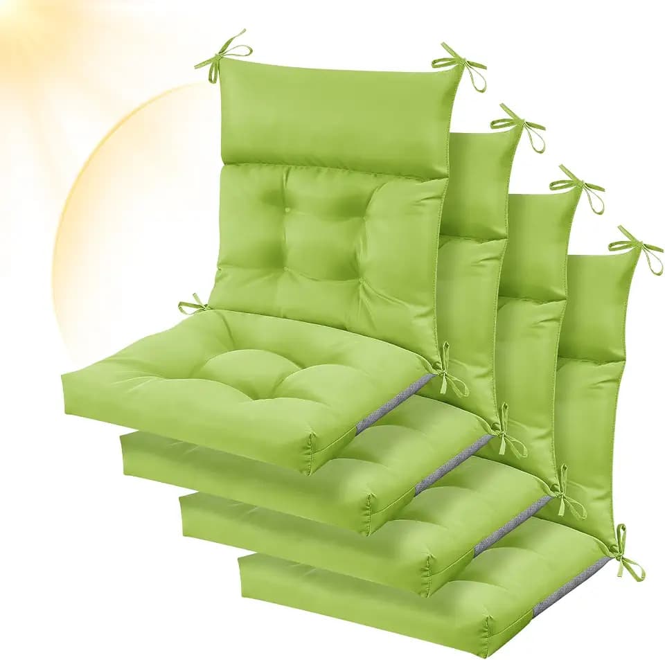 Sintuff 4 Pcs Outdoor Patio Chair Cushion 44x21x4, Solid Color, Fruit Green